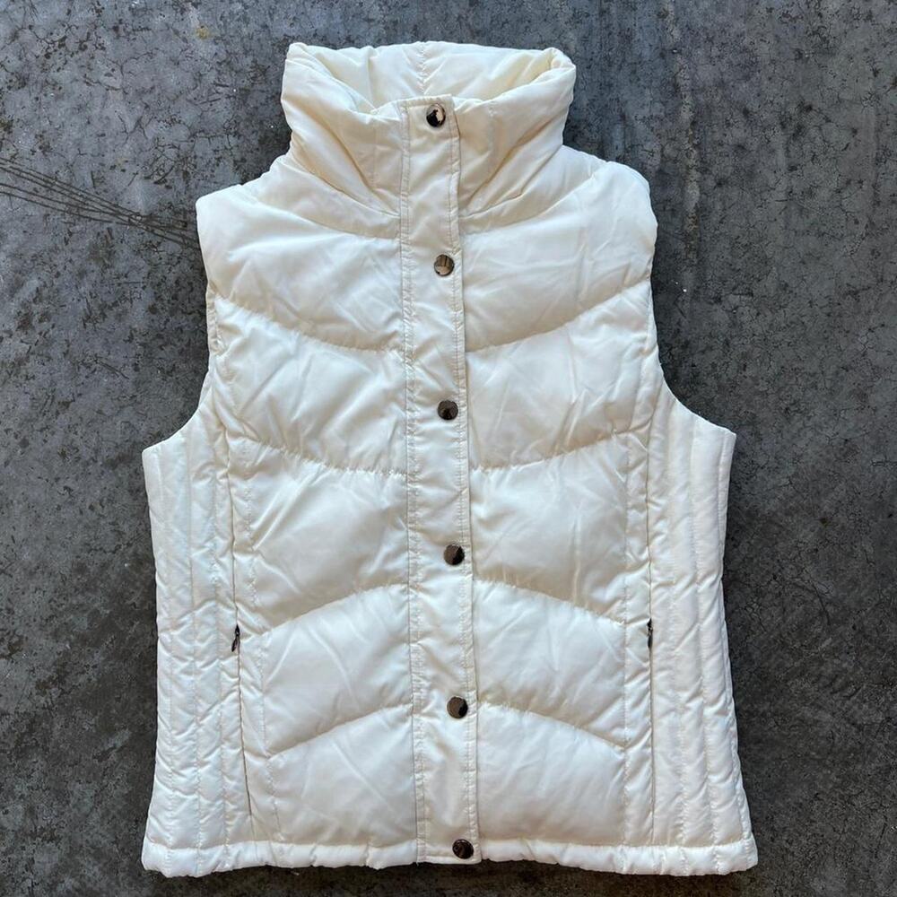Kenneth Cole Reaction Down Puffer Vest Women’s Medium Ivory Quilted Zip Pokets